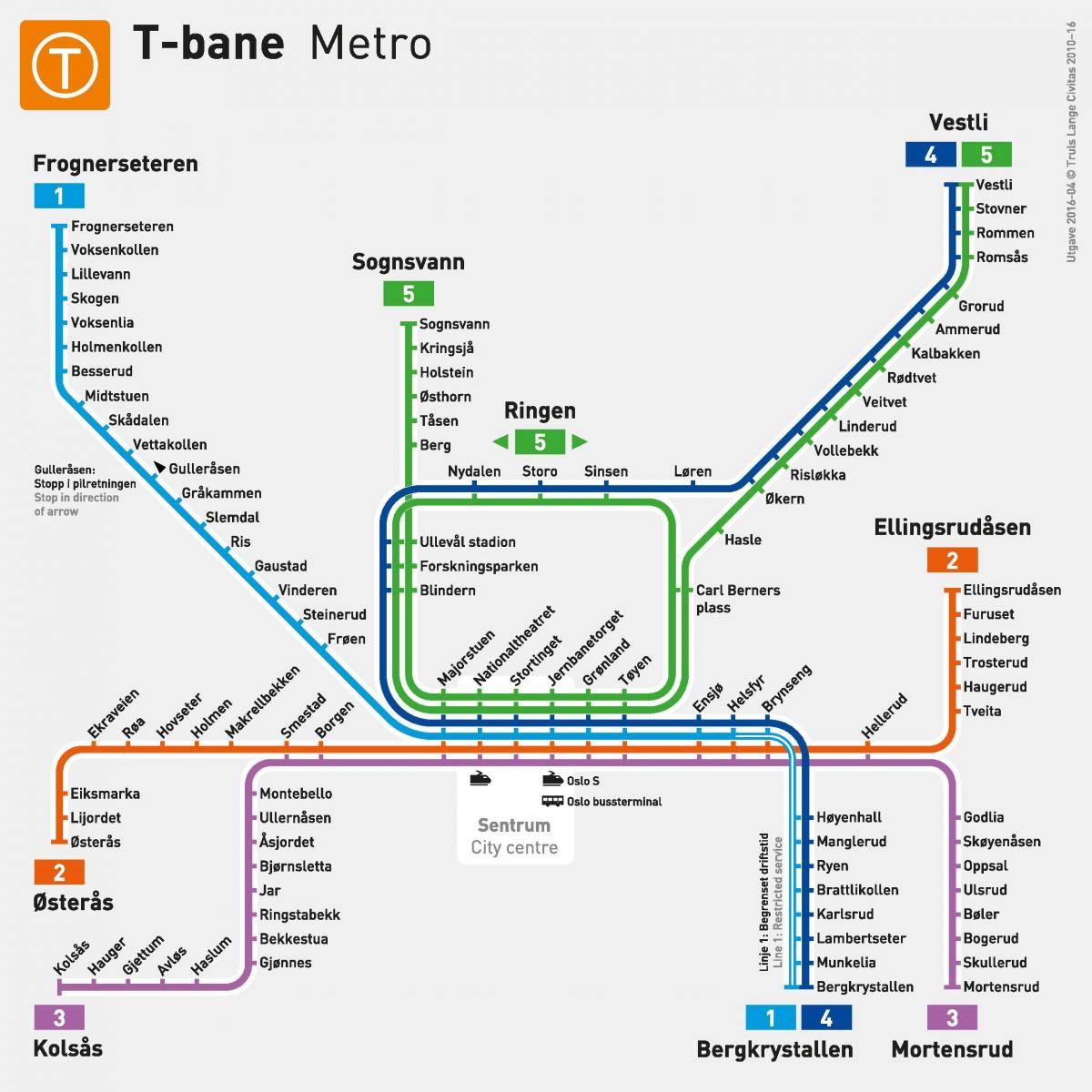Oslo metro stations map
