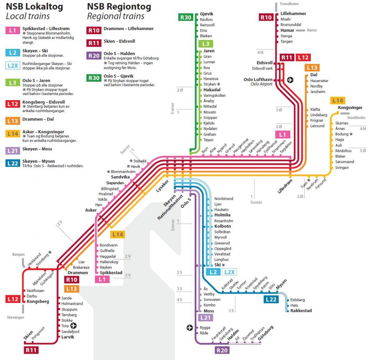 Oslo railway stations map